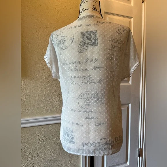 The Limited White Swiss Dot Lace Top Cap Sleeve Size S Small EUC - Picture 2 of 8